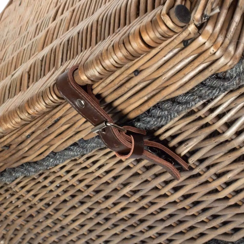 Red Hamper Antique Wash Picnic Basket with Rope Handles in Brown and Red, W/D/H: 72 x 50 x 34 cm – 3