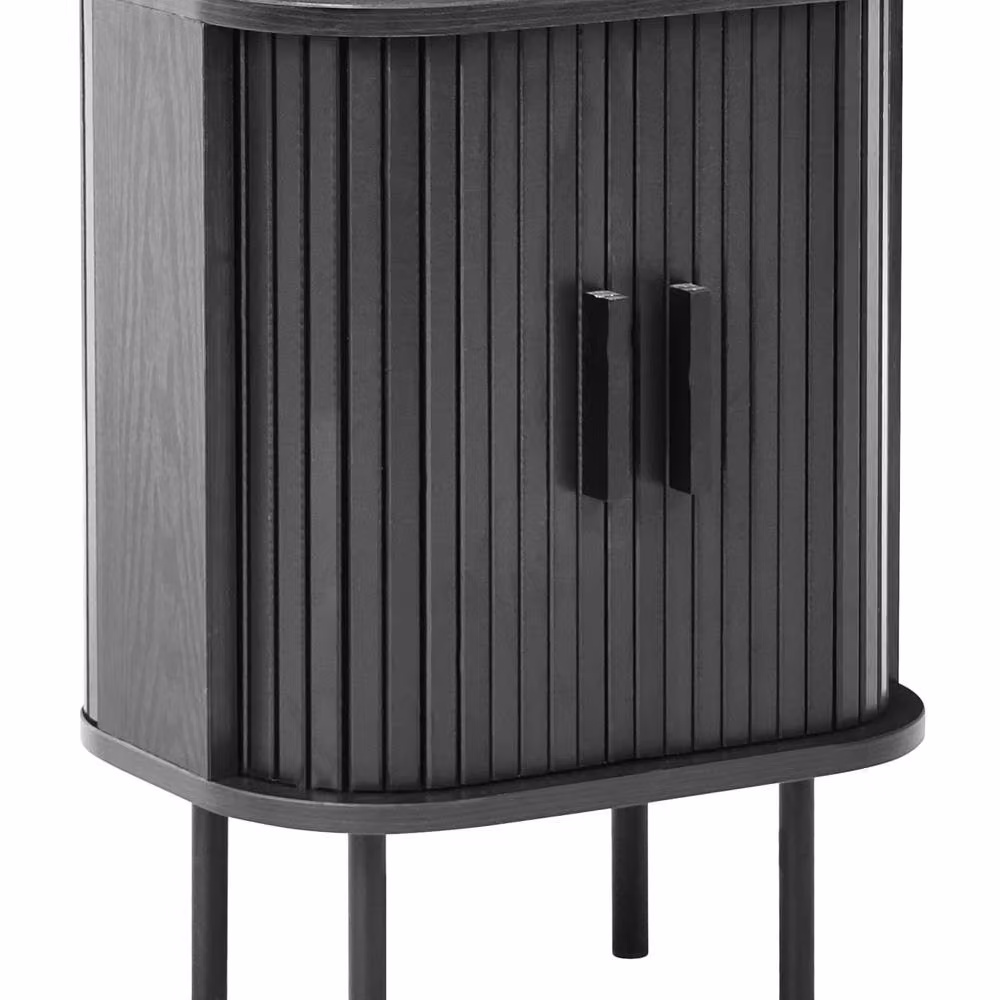 Wyld and Coco Black Nightstand Bedside Table with Two Sliding Doors W/D/H: 40 x 30 x 55 cm – 2