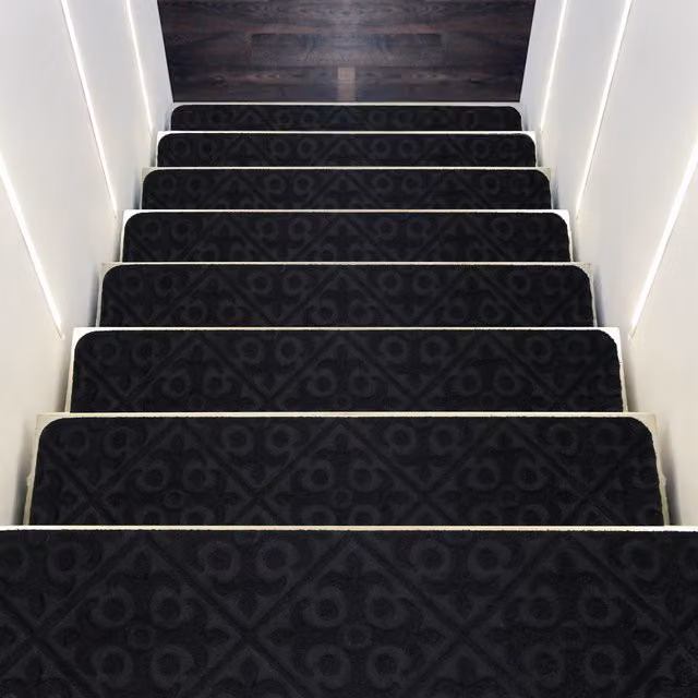 Costway Black Non-Slip Polyester Stairway Carpet Treads