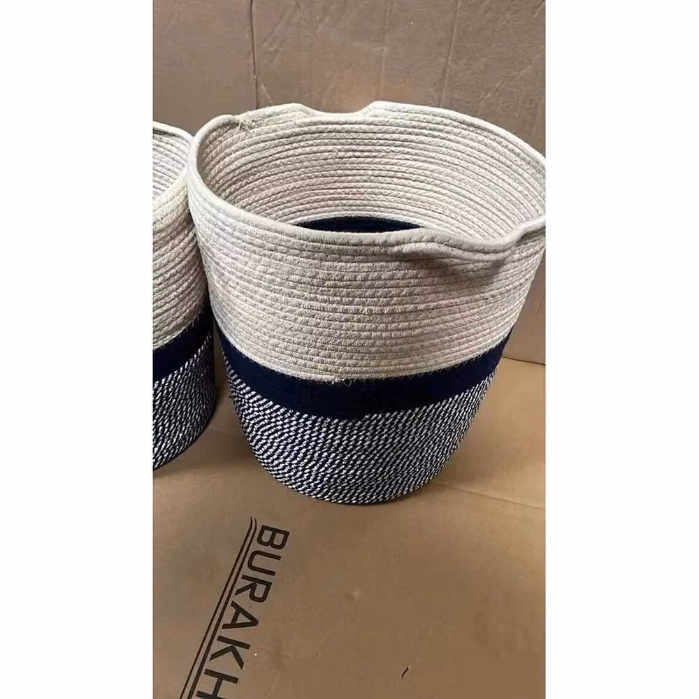 FORGEVIO Collapsible Cotton Rope Laundry Basket and Toy Storage in White – 3
