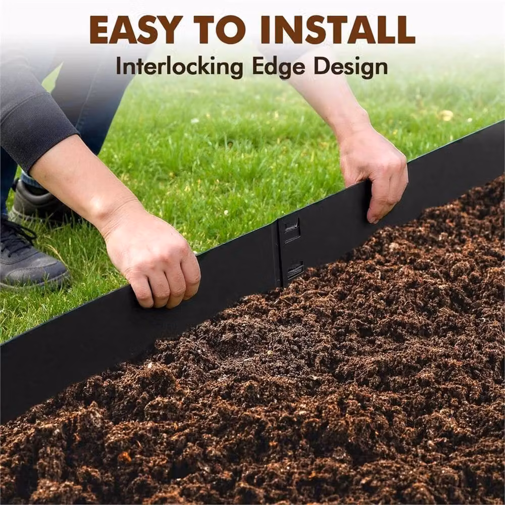 VOGREX Black Corten Steel Flexible Metal Garden Edging and Lawn Border, 5 m x 20 cm – 6