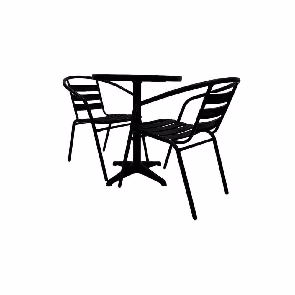 NESTLUNE 3 Piece Black Steel Balcony Furniture Set, W: 100 cm, D: 15 cm – 2