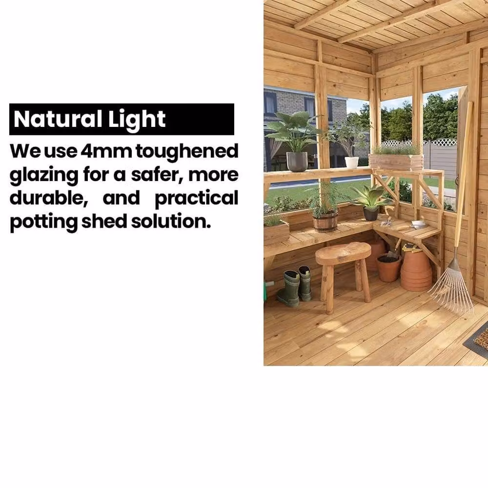 Dunster House Overlord Modular Wooden Potting Shed with Pent Roof, Brown, W: 120 cm, D: 180 cm, H: 209 cm – 9