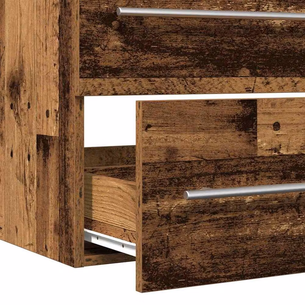 Berkfield Home Beautiful Bathroom Sink Cabinet with Built-in Basin in Brown Old Wood Engi – 4