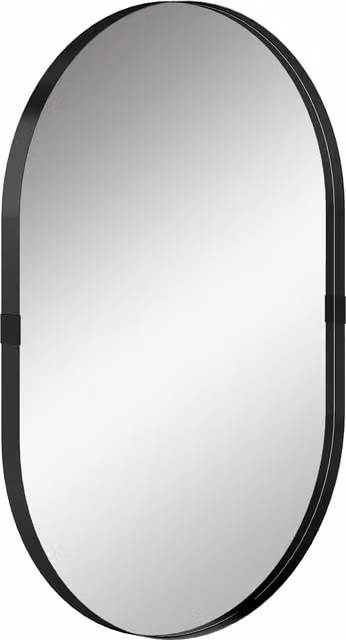 HOMCOM Modern Oval Wall Mirror with Aluminium Alloy Frame, Black, W: 60 cm, H: 90 cm – 1