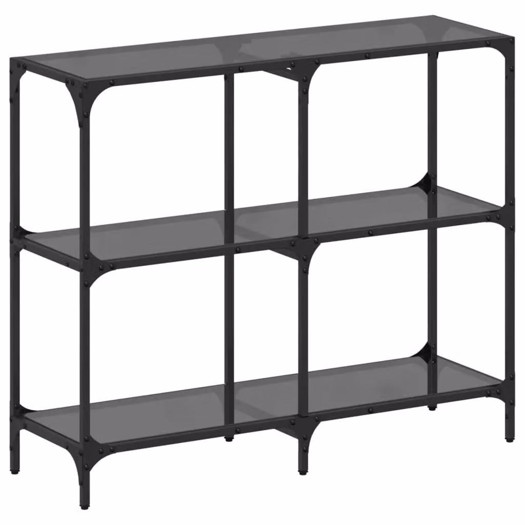 Berkfield Home Modern Console Table with Black Glass Top and Steel Frame, W/D/H: 98 x 30 x 81 cm – 2