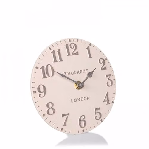 Thomas Kent Shy Pink Arabic Mantel Clock with Stone Effect Numerals and Silent Quartz Movement – 1