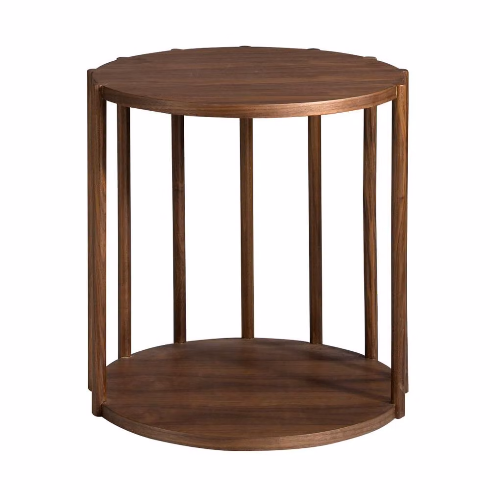 Angel Cerda Round Walnut Veneer Corner Side Table in Brown – 2