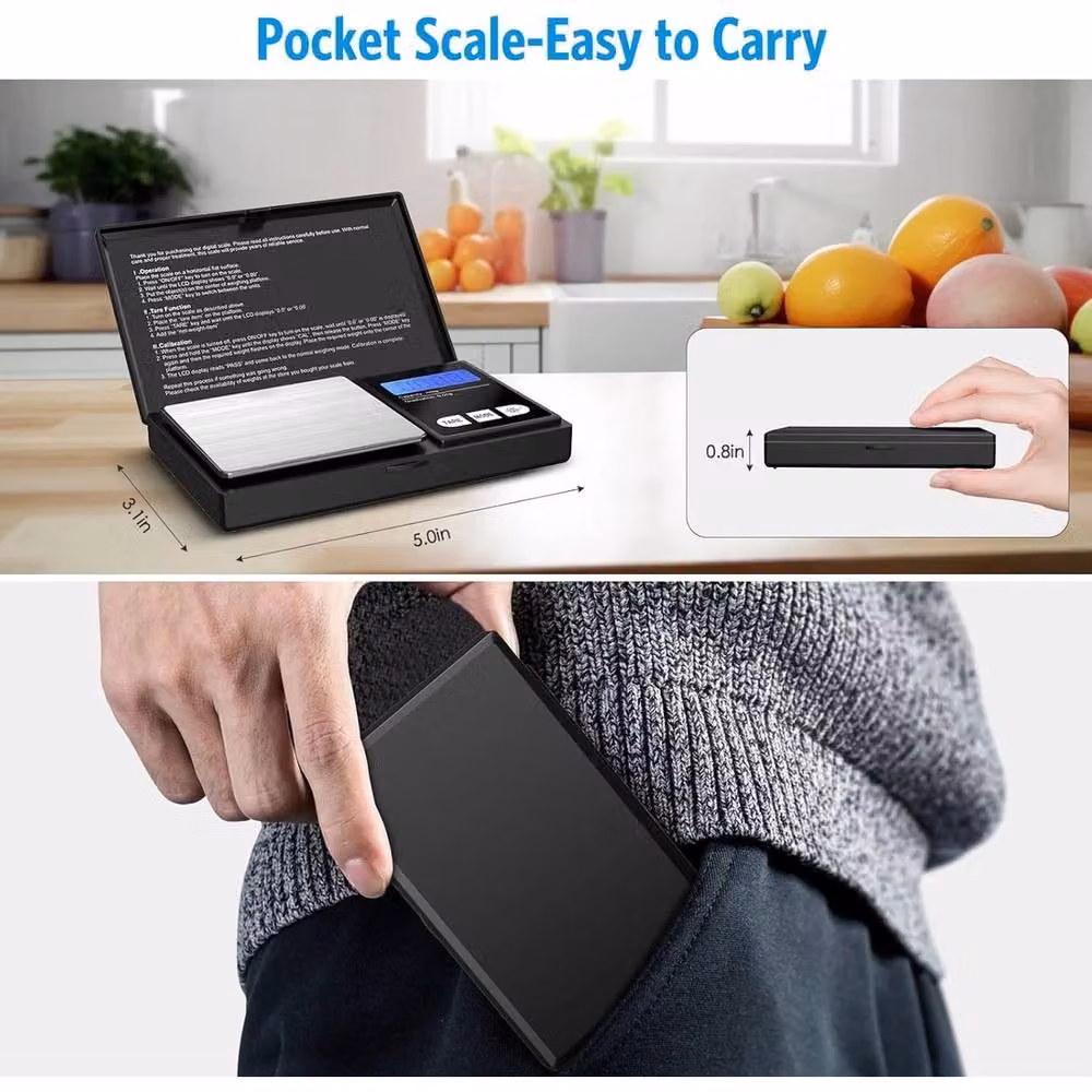 NESTLUNE Mini Pocket Digital Precision Scale, 0.01g-200g, Black, W/D/H: 100 x 100 x 100 mm – 5