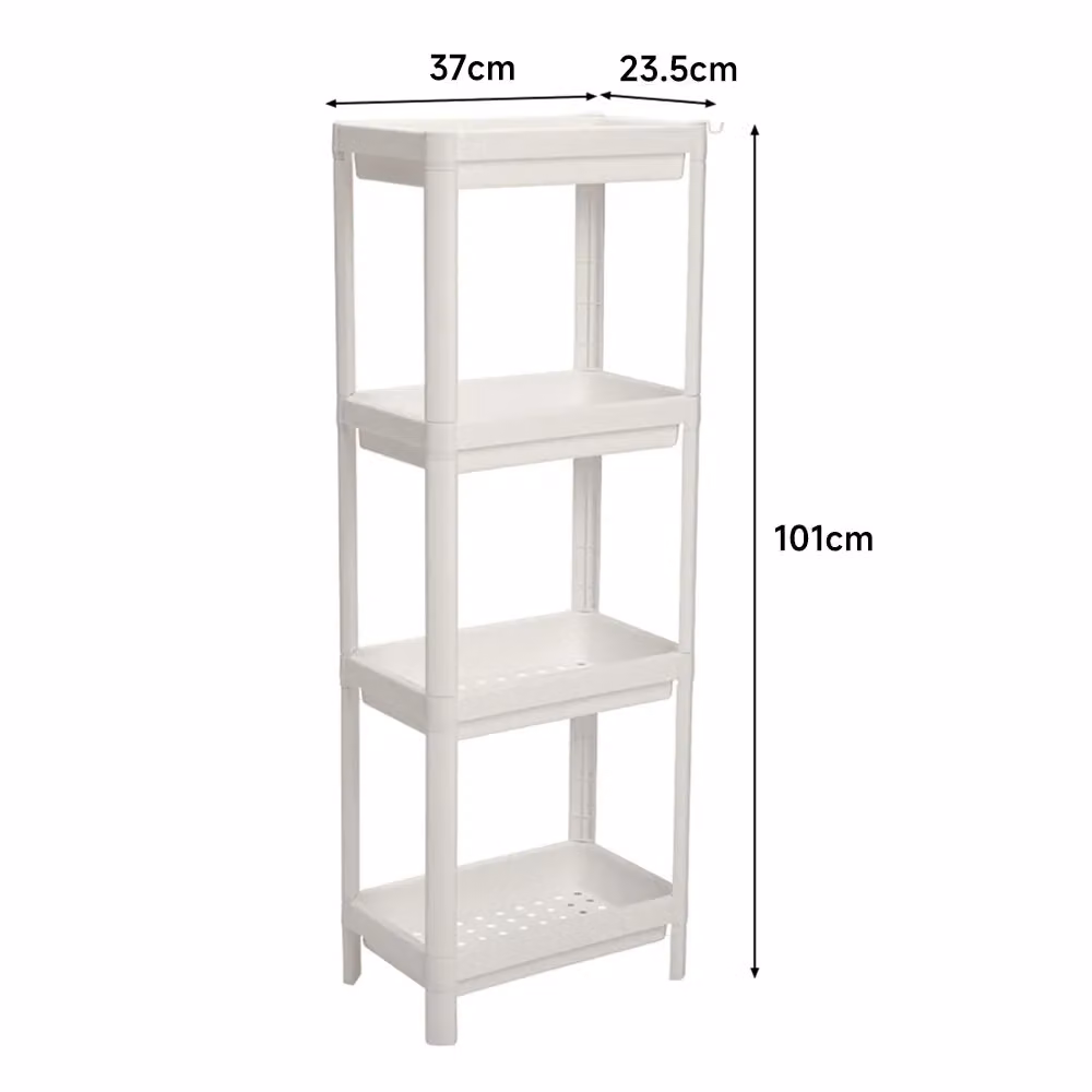 Living and Home 4-Tier Multifunction Plastic Storage Rack Organizer in White – 7