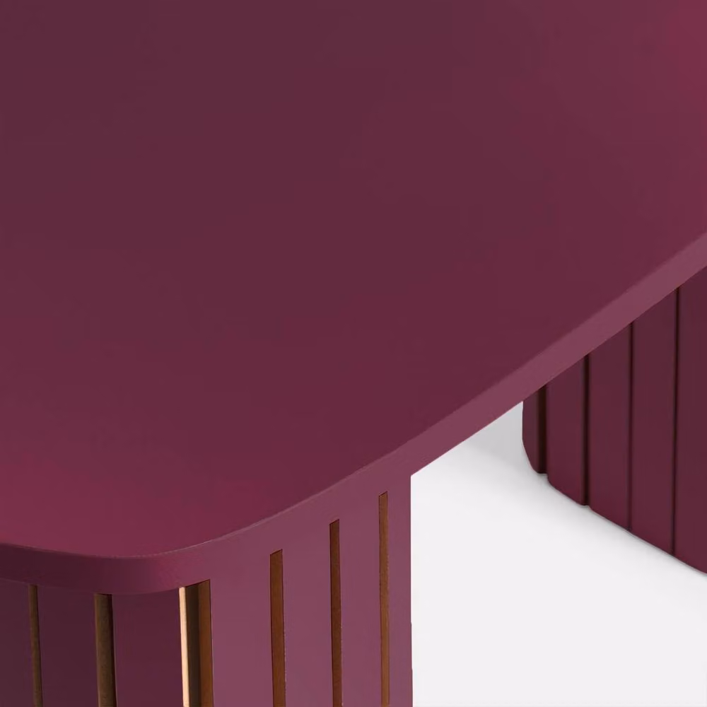 OHS Madison Ribbed Oval Coffee Table in Wine Red – 3