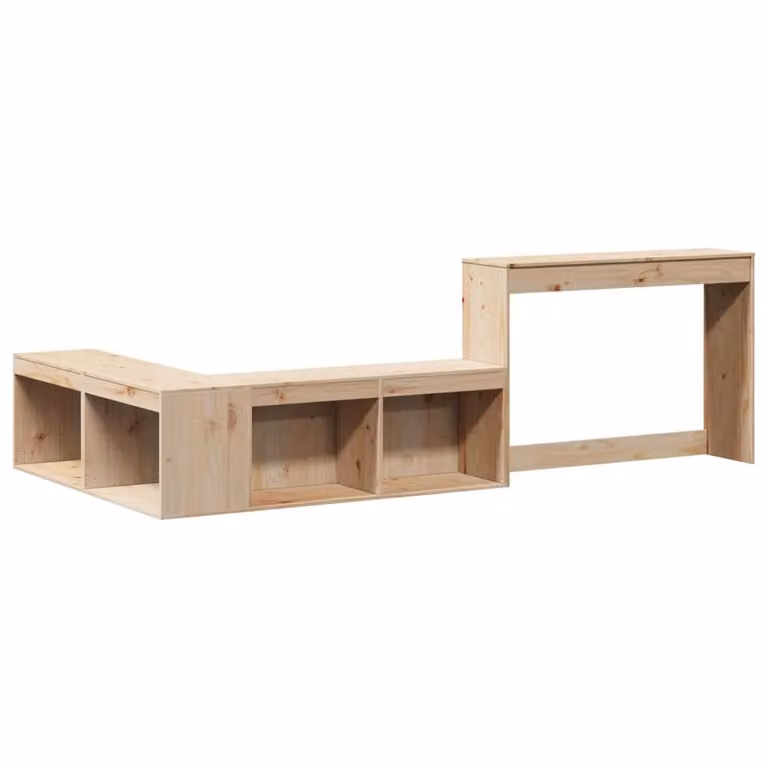 Berkfield Home Rustic Solid Wood Pine Bedside Cabinet with Desk in Brown, W/D/H: 122 x 75 x 75 cm