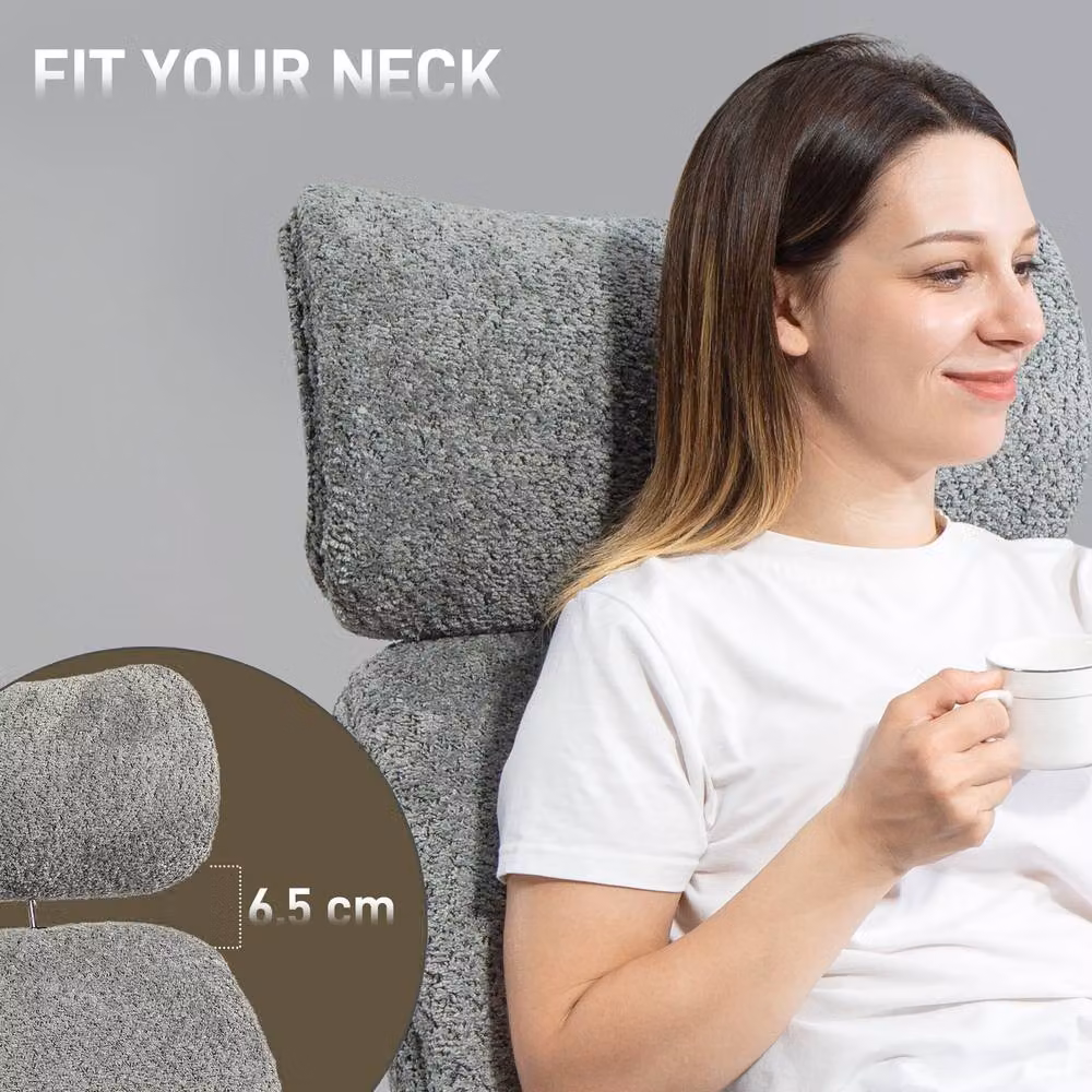 STILVORA Ergonomic Grey Bouclé Office Chair with Adjustable Headrest and Swivel Function – 5