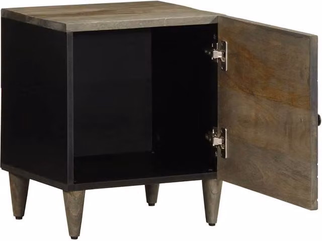Berkfield Home Beautiful Set of 2 Bedside Cabinets in Light Grey, Solid Wood, W/D/H: 40 x 33 x 46 cm