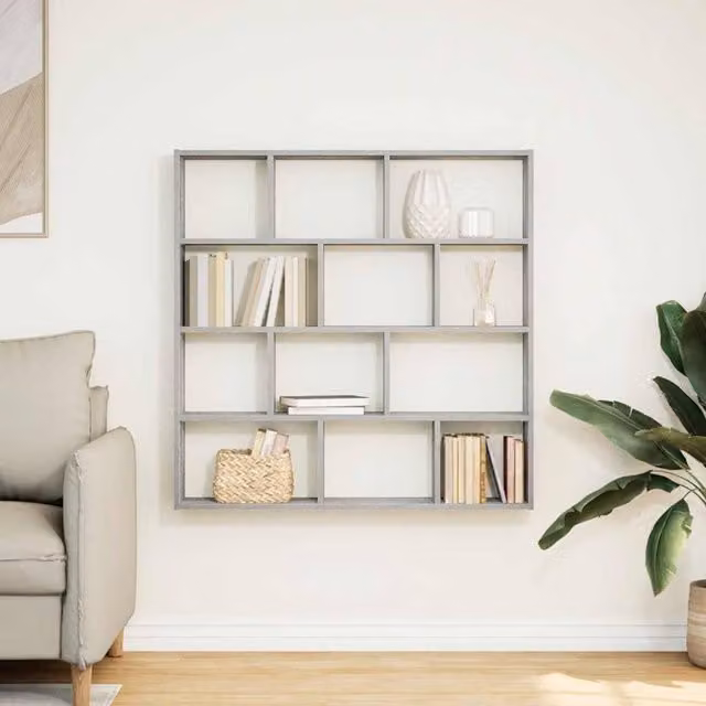 Berkfield Home Wall Mounted 12 Compartment Cube Shelf in Grey Sonoma Engineered Wood