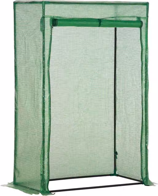 Outsunny Green Steel Frame Greenhouse with PE Cover and Roll-up Door, W: 100 cm, D: 50 cm, H: 150 cm