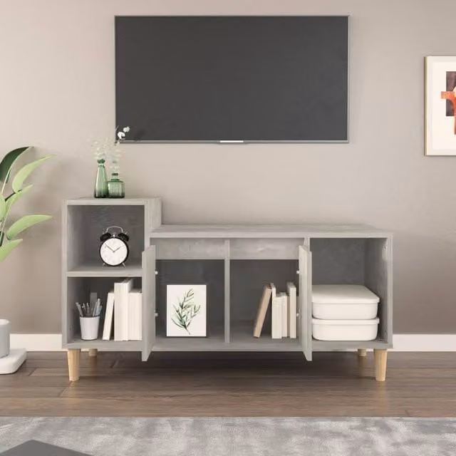 Berkfield Home TV Cabinet in Concrete Grey, W/D/H: 100 x 35 x 55 cm