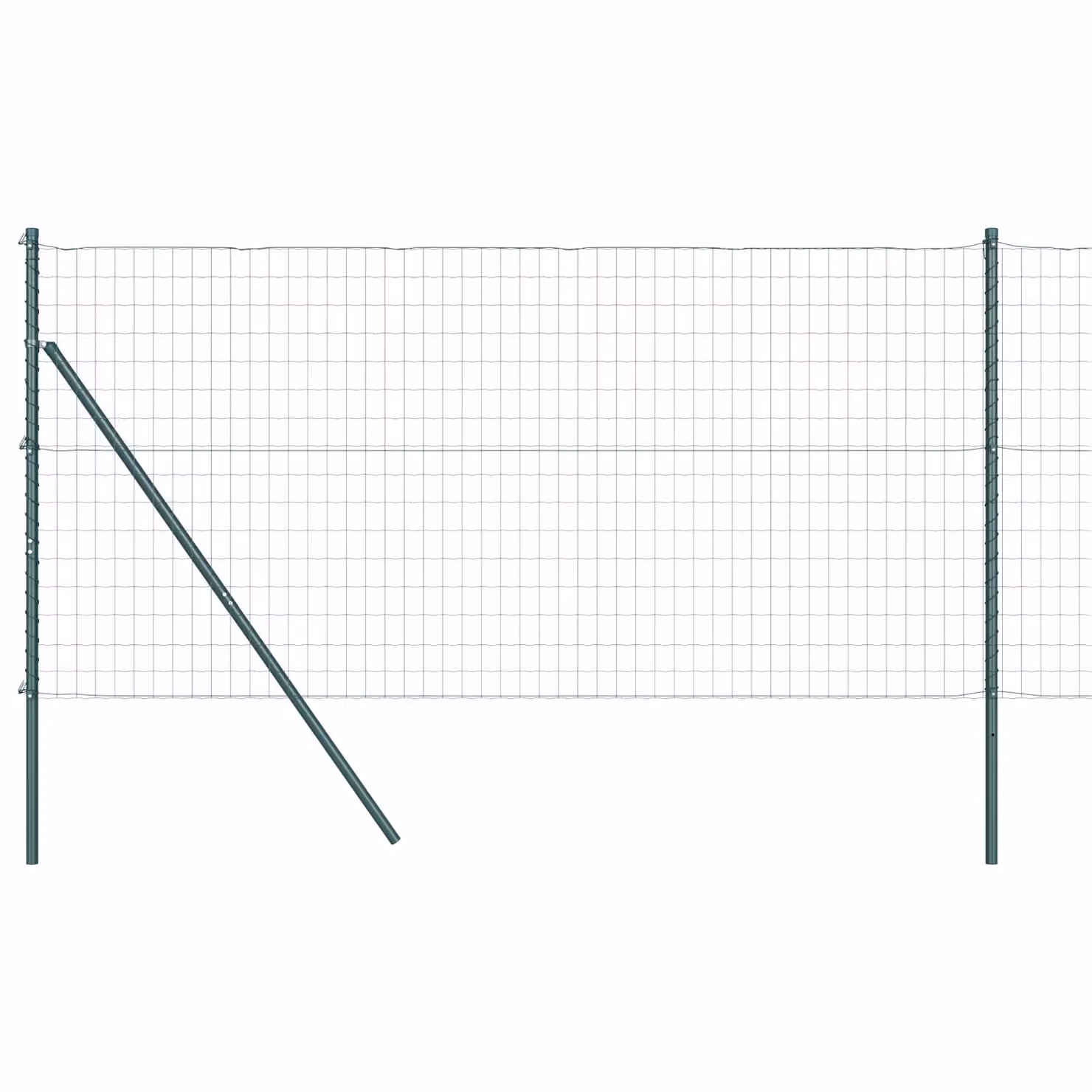 Berkfield Home Euro Fence with 7 Posts, Galvanised Steel, Green and Silver, W: 10 m, H: 1.4 m – 2