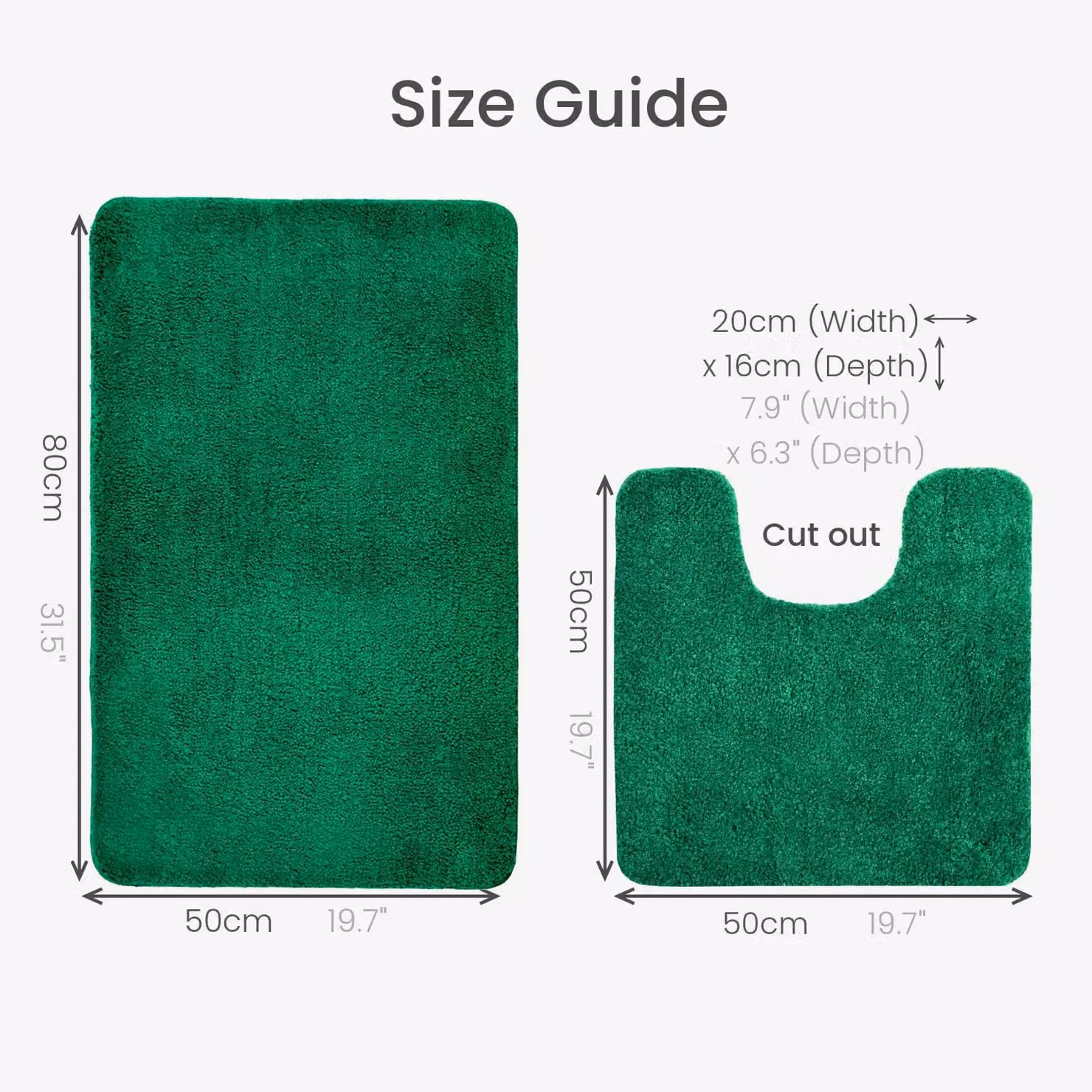 Allure Bath Fashions Two Piece Microfibre Non-Slip Bath and WC Pedestal Mat Set in Dark Green – 5