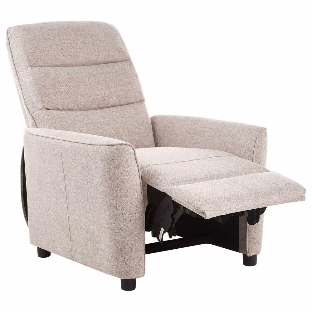 Wyld and Coco Heritage Home Manual Recliner Chair in Beige Fabric with Retro Design – 2