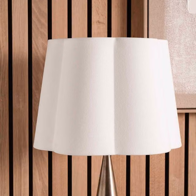 Ruma White Handloom Tapered Scalloped Fabric Lampshade for Table Lamps, Diameter: 35.56 cm – 1