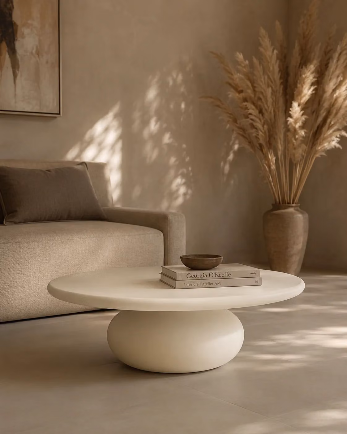 Tommy Franks Rolo Round Coffee Table in Matte Beige