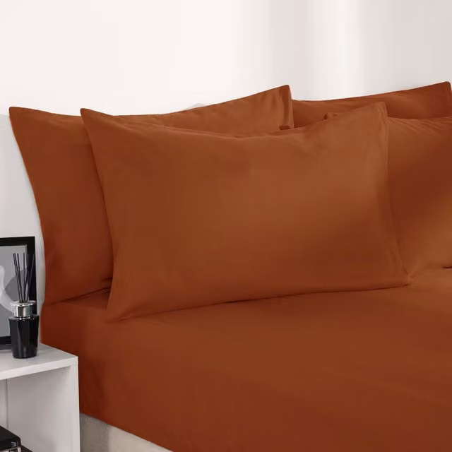 Brentfords Plain Microfibre Fitted Bed Sheet, Orange, W/D/H: 90 x 200 cm