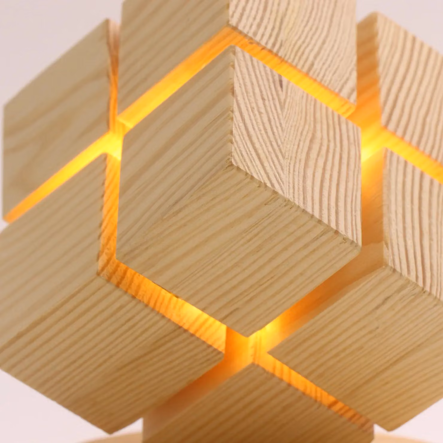 Leaper Creative 4th-order Rubik Cube Night Light in Beige Wood – 3