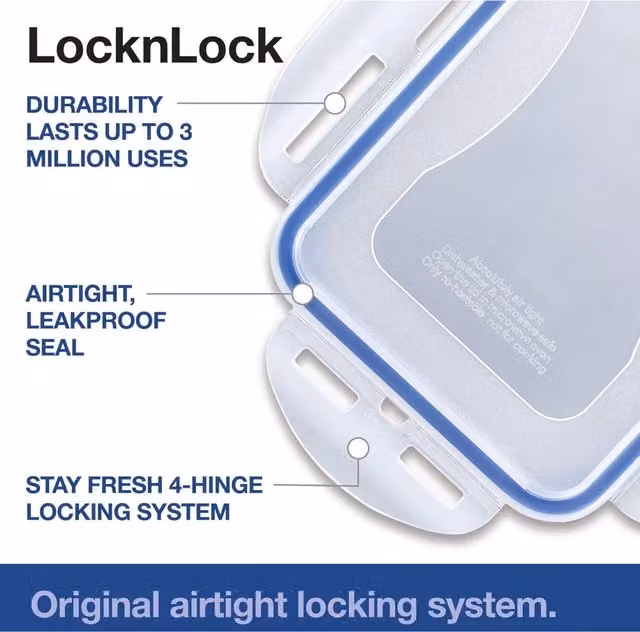 LocknLock Airtight and Leakproof Rectangular Food Storage Container, 550ml, Transparent