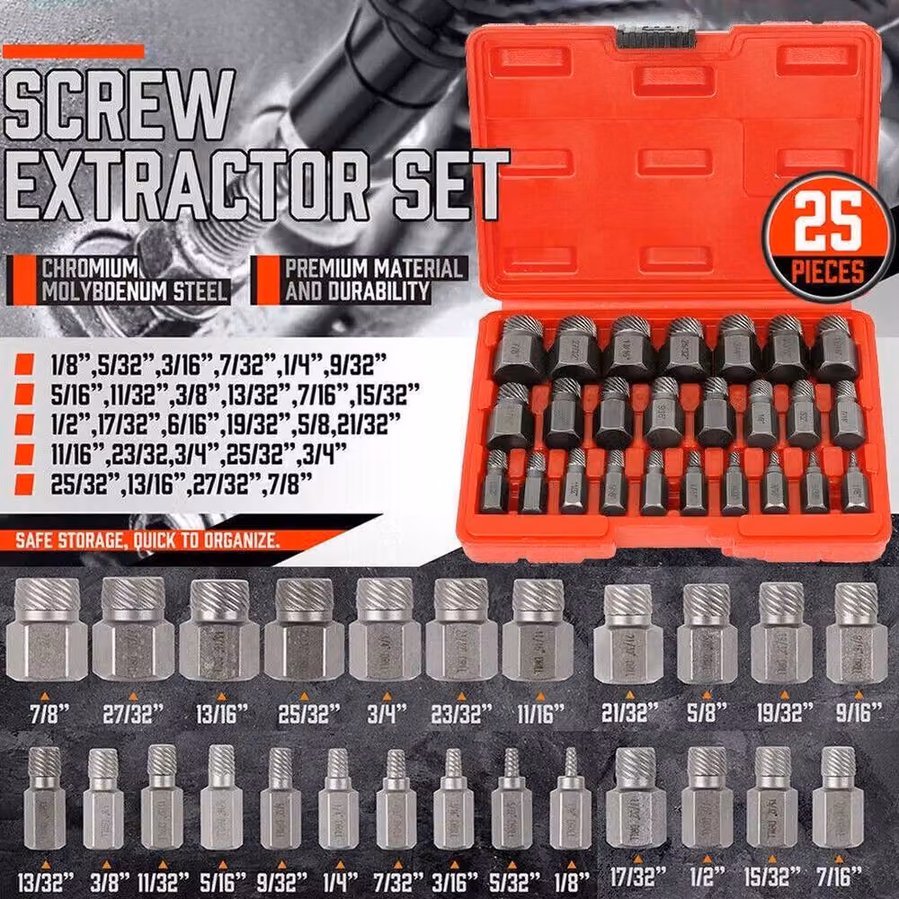 NESTLUNE 25 Piece Multi-Spline Damaged Screw Extractor Set in Silver – 3