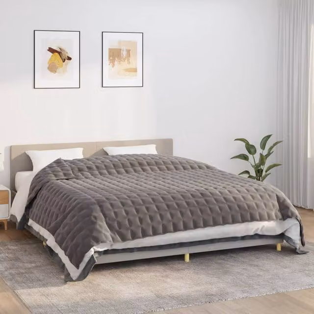 Berkfield Home Grey Weighted Blanket with Glass Beads, W: 235 cm, D: 290 cm, Weight: 13 kg – 1