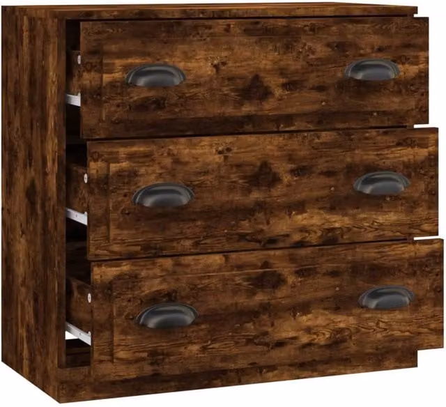 Berkfield Home Smoked Oak Sideboard in Brown, W/D/H: 70 x 35.5 x 67.5 cm – 1