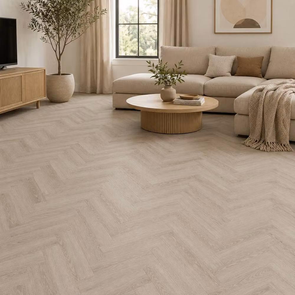 ENER-J SPC Herringbone Vinyl Flooring, Butternut Beige, 1.72 m2, Pack of 20 – 2
