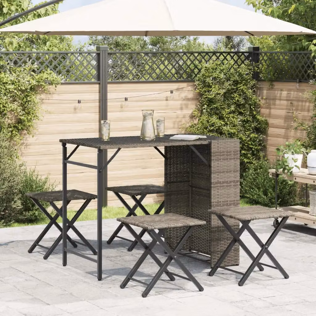 Berkfield Home 5 Piece Grey Poly Rattan Garden Dining Set – 2