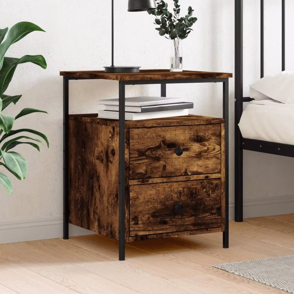 Berkfield Home Bedside Cabinet in Smoked Oak Brown, W/D/H: 44 x 45 x 60 cm – 2