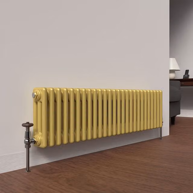Lux Heat Horizontal Column Radiator in Metallic Gold, 3 Column, H: 119 cm, W: 30 cm