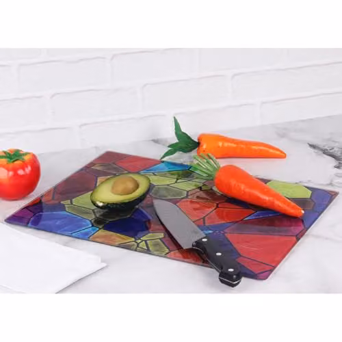 mysmartbuy Multicoloured Glass Rectangular Cutting Board, W: 40 cm, D: 30 cm – 3