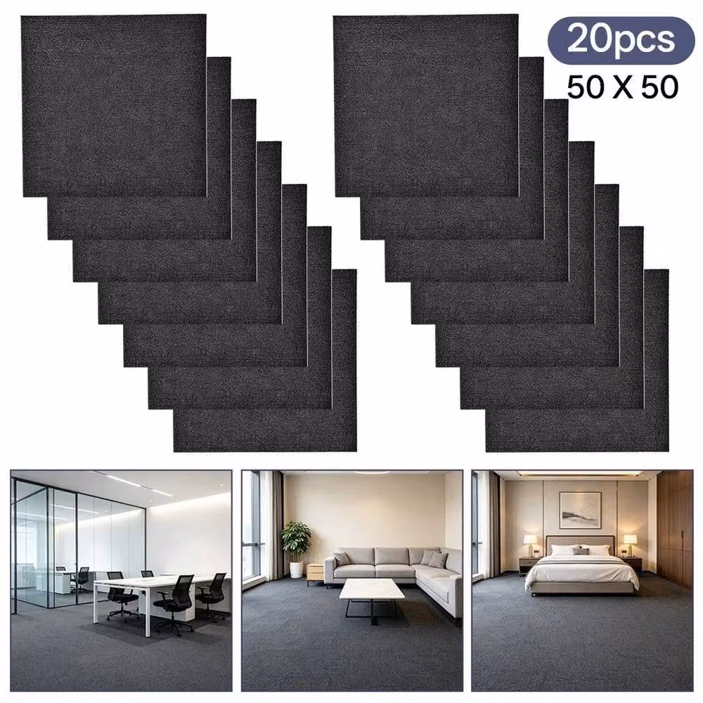 SPETLEK Durable Commercial Carpet Tiles in Dark Grey, W/D/H: 50 x 50 x 2 cm – 5