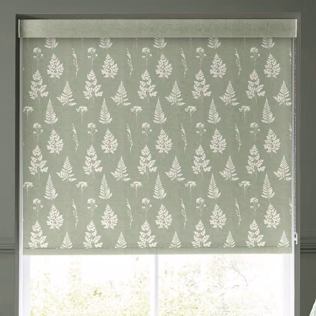 Emily Bond Tynesfield Made to Measure Blackout Roller Blind in Green Floral Design