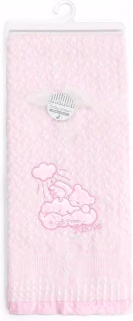 My Little World Pink Teddy Bear Embroidered Baby Shawl Blanket
