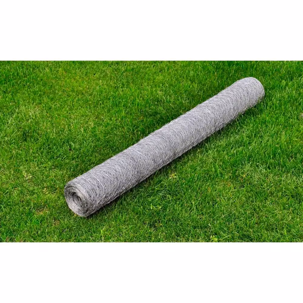 Berkfield Home Galvanised Steel Chicken Wire Fence, Silver, 25 x 0.5 m – 2