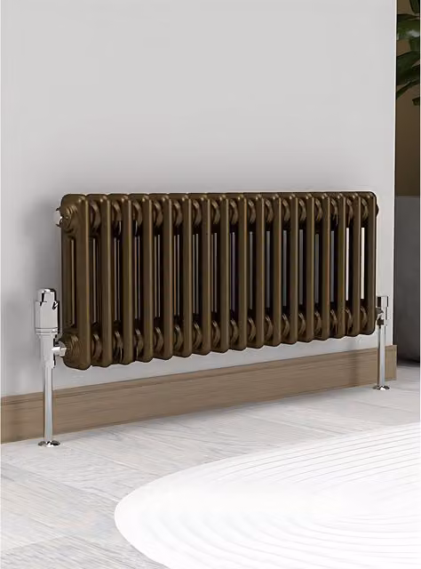Lux Heat Horizontal Column Radiator in Antique Brass, 2 Column, H: 78.5 cm x W: 30.0 cm