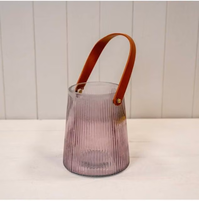 KDMD Amethyst Glass Tabletop Lantern in Purple
