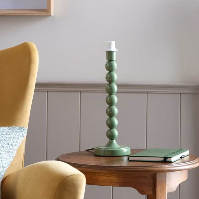 Higgledy Modern Sphere Table Lamp Base in Gloss Cotswold Green, Metal, E14