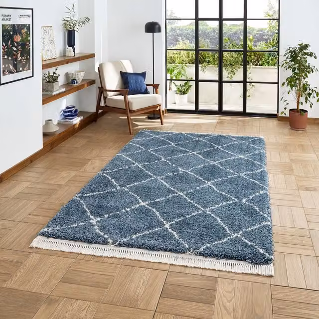Terrys Boho 5413 Blue Rectangular Shaggy Polypropylene Rug