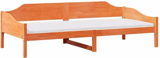 Berkfield Home Modern Single Solid Wood Bed Frame in Waxed Brown, W/D/H: 90 x 190 cm