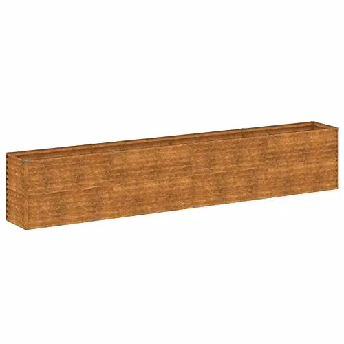 vidaXL Brown Corten Steel Raised Bed for Vegetable, Herb or Ornamental Gardens, W: 385 cm, D: 50 cm, H: 69 cm