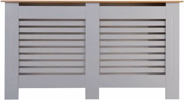 PAWNORA Large MDF Radiator Cover Slat Grille Cabinet in Grey – 1