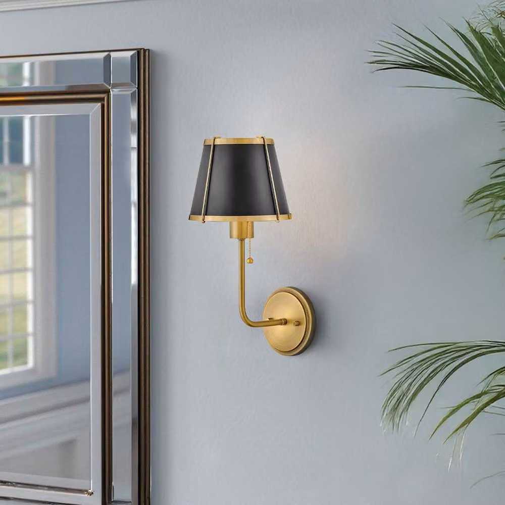 Netlighting Hinkley Clarke Wall Lamp Shade in Warm Brass and Black Metal with E27 Fitting – 2