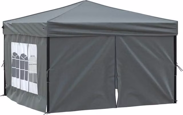 Berkfield Home Folding Party Tent with Sidewalls and Windows, Anthracite Grey, W: 3 m x D: 3 m